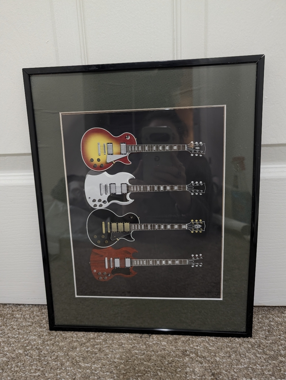 Framed Guitar Art Print - Multi-Color Wall Decor